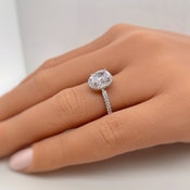 1.00ct Oval Lab Diamond Engagement Ring, 14k Solid Gold Oval Wedding Ring, Oval Certified Lab Diamond Halo Engagement Ring, Bridal Ring