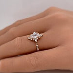 Load image into Gallery viewer, 14K Starburst Diamond Engagement Ring, IGI Certified Diamond, 14K Gold, Vintage Dainty Ring, Art Deco Cluster Anniversary Ring,