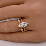 Load image into Gallery viewer, 1.50ct Marquise Diamond Engagement Ring, 14k Gold, Art Deco Band, Dainty Marquise Bridal Ring, Marquise Lab Diamond