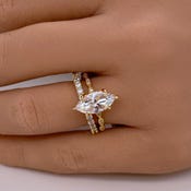 1.50ct Marquise Diamond Engagement Ring, 14k Gold, Art Deco Band, Dainty Marquise Bridal Ring, Marquise Lab Diamond