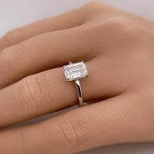 2.00ct Emerald Cut Diamond Engagement Ring, Emerald Cut Solitaire Ring, Genuine Lab Diamond IGI Certified, 14k Gold, Diamond Emerald Cut