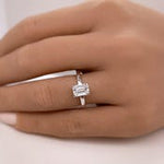 Load image into Gallery viewer, 1.00ct Emerald Cut Diamond Engagement Ring, Emerald Cut Solitaire Ring, Genuine Lab Diamond IGI Certified, 14k Gold, Diamond Emerald Cut