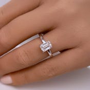 1.00ct Emerald Cut Diamond Engagement Ring, Emerald Cut Solitaire Ring, Genuine Lab Diamond IGI Certified, 14k Gold, Diamond Emerald Cut