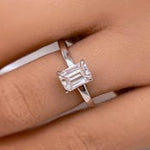 Load image into Gallery viewer, 1.00ct Emerald Cut Diamond Engagement Ring, Emerald Cut Solitaire Ring, Genuine Lab Diamond IGI Certified, 14k Gold, Diamond Emerald Cut