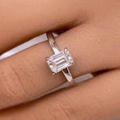 1.00ct Emerald Cut Diamond Engagement Ring, Emerald Cut Solitaire Ring, Genuine Lab Diamond IGI Certified, 14k Gold, Diamond Emerald Cut