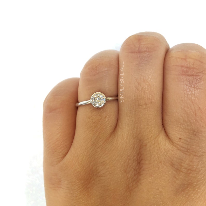 Bezel Diamond Ring Bezel Engagement Ring Sterling Silver Bezel Proposal Ring Bezel Minimalist Engagement Ring Stacking Ring