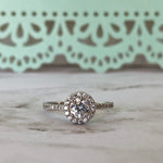 Load image into Gallery viewer, 1.00ct Diamond Halo Engagement Ring Halo Diamond Ring Simulated Diamond Classic Engagement Ring Promise Ring