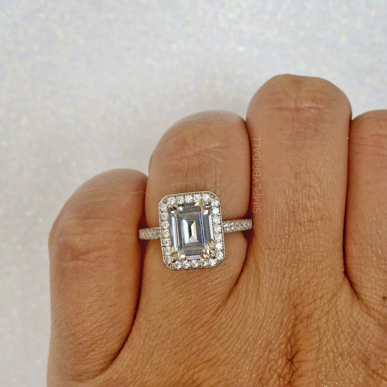 1.00ct Diamond Engagement Ring, Sterling Silver, Classic Halo Engagement Ring, Minimalist Solitaire Proposal Ring, Sterling Silver /Vermeil