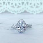 Load image into Gallery viewer, 2.00ct Pear Shape Halo Ring Set, Pear Proposal Ring, Teardrop Wedding Ring, Promise Ring Pear Diamond Ring, Pear Engagement Ring