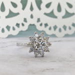 Load image into Gallery viewer, 1.85ct Flower Diamond Engagement Ring, Flower Wedding Ring, Simulated Diamond Flower Cluster Ring, Art Deco Snowflake Ring