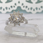 Load image into Gallery viewer, 1.85ct Flower Diamond Engagement Ring, Flower Wedding Ring, Simulated Diamond Flower Cluster Ring, Art Deco Snowflake Ring