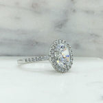 Load image into Gallery viewer, 3.50ct Oval Diamond Halo Engagement Ring, Simulated Diamond Oval Halo Ring, Oval Statement Ring, Sterling Silver, Gold Vermeil / OLIVIA