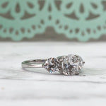 Load image into Gallery viewer, Three Stone Diamond Ring Engagement Ring Simple Minimalist Ring Silver Tri-Stone Ring Proposal Ring