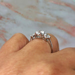 Load image into Gallery viewer, Three Stone Diamond Ring Engagement Ring Simple Minimalist Ring Silver Tri-Stone Ring Proposal Ring