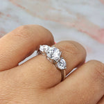 Load image into Gallery viewer, Three Stone Diamond Ring Engagement Ring Simple Minimalist Ring Silver Tri-Stone Ring Proposal Ring
