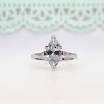 Load image into Gallery viewer, 2.00ct Marquise Solitaire Engagement Ring Sterling Silver Marquise Ring Simple Marquise Minimalist Wedding Ring Promise Ring