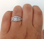 Load image into Gallery viewer, Art Deco Engagement Ring Set Eternity Band Eternity Minimalist Ring Set Art Deco Engagement Set Eternity Band Round Diamond Milgrain Set