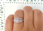 Load image into Gallery viewer, Art Deco Engagement Ring Set Eternity Band Eternity Minimalist Ring Set Art Deco Engagement Set Eternity Band Round Diamond Milgrain Set