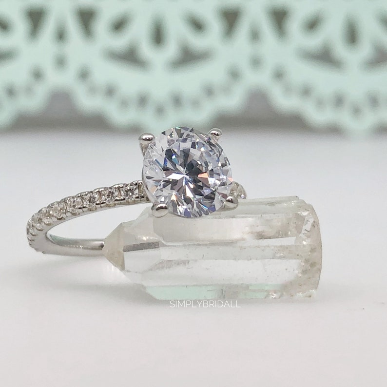 2.00ct Moissanite Engagement Ring, 4 Prong Engagement Ring, Simple Solitaire Round Brilliant Moissanite Ring, Moissanite Engagement Ring