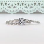 Load image into Gallery viewer, 2.00ct Moissanite Art Deco Engagement Ring Set, 3 Ring Solitaire Ring Twisted Band Set, Solitaire Art Deco Engagement Set, Eternity Band