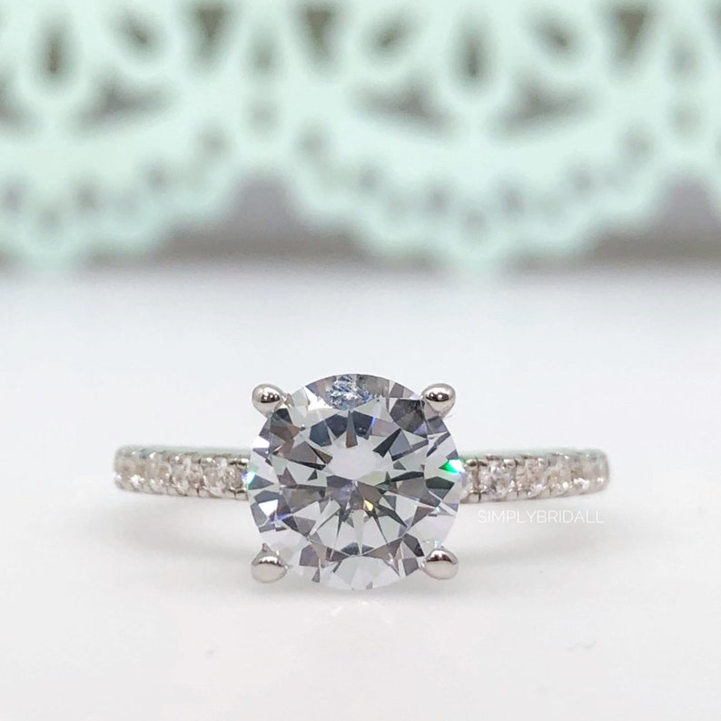 2.00ct Moissanite Engagement Ring, 4 Prong Engagement Ring, Simple Solitaire Round Brilliant Moissanite Ring, Moissanite Engagement Ring
