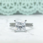 Load image into Gallery viewer, 2.50ct Princess Diamond Engagement Ring Set, Bridal Set, Simulate Diamond Ring, Minimalist Princess Cut Wedding Rings, Proposal Ring,