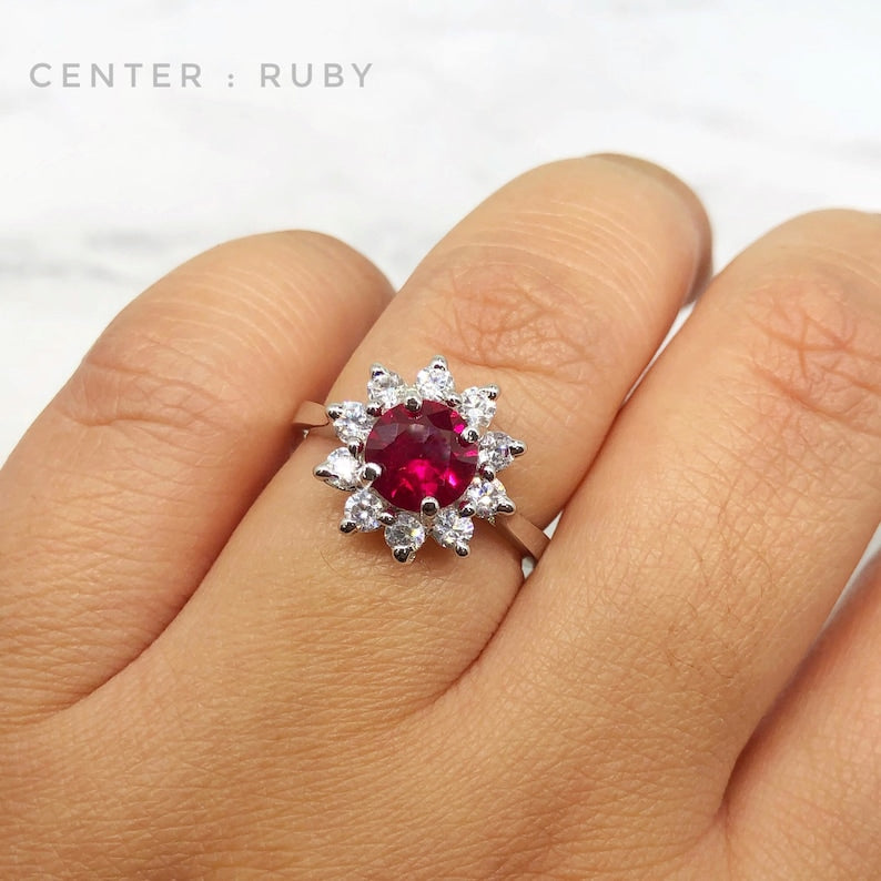 1.85ct Flower Diamond Engagement Ring, Flower Wedding Ring, Simulated Diamond Flower Cluster Ring, Art Deco Snowflake Ring