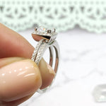 Load image into Gallery viewer, 1.25ct Princess Diamond Engagement Ring Set, Half Eternity Fitted Band, Square Halo Diamond Ring, Minimalist Princess Cut Wedding Ring