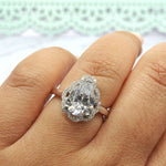 Load image into Gallery viewer, 3.00ct Pear Art Deco Halo Engagement Ring, Pear Art Deco Proposal Ring, Simulated Diamond, Sterling Silver, Bridal Ring Art Deco Ring