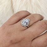 Load image into Gallery viewer, 3.00ct Pear Art Deco Halo Engagement Ring, Pear Art Deco Proposal Ring, Simulated Diamond, Sterling Silver, Bridal Ring Art Deco Ring