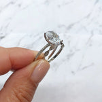 Load image into Gallery viewer, 3.85ct Oval Solitaire Engagement Ring Set, Oval Diamond Ring Set, Oval Wedding Ring Set, Bridal Ring Set