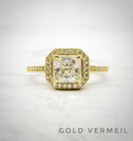 Load image into Gallery viewer, 1.25ct Princess Diamond Engagement Ring, Princess Diamond Halo Square Ring, Wedding Ring, Princess Engagement Ring