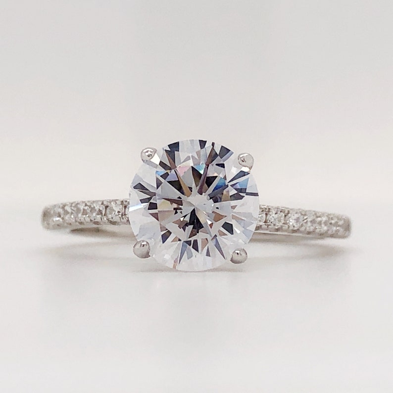 2.00ct Round Moissanite Engagement Ring, 4 Prong Engagement Ring, Solitaire Round Brilliant Moissanite Ring, Moissanite Sterling Silver Ring