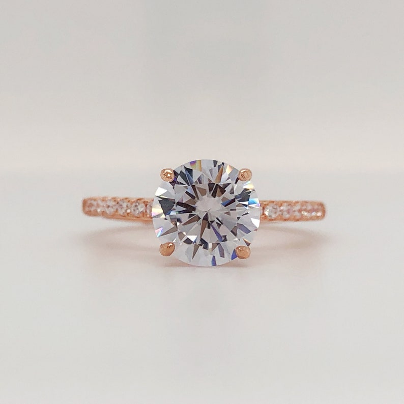 2.00ct Round Moissanite Engagement Ring, 4 Prong Engagement Ring, Solitaire Round Brilliant Moissanite Ring, Moissanite Sterling Silver Ring