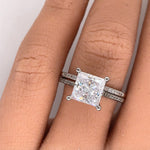 Load image into Gallery viewer, 2.50ct Princess Diamond Engagement Ring Set, Bridal Set, Simulate Diamond Ring, Minimalist Princess Cut Wedding Rings, Proposal Ring,