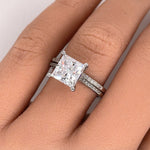 Load image into Gallery viewer, 2.50ct Princess Diamond Engagement Ring Set, Bridal Set, Simulate Diamond Ring, Minimalist Princess Cut Wedding Rings, Proposal Ring,