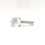 Load image into Gallery viewer, Moonstone Ring, Natural Moonstone Ring, Simple Solitaire Moonstone Stone Ring, Sterling Silver