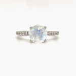 Load image into Gallery viewer, Moonstone Ring, Natural Moonstone Ring, Simple Solitaire Moonstone Stone Ring, Sterling Silver