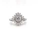 Load image into Gallery viewer, Art Deco Cluster Engagement Ring Baguette Cluster, Wedding Ring Simulated Diamond Flower engagement Ring Art Deco Snowflake Ring