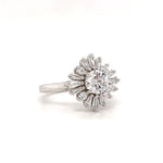 Load image into Gallery viewer, Art Deco Cluster Engagement Ring Baguette Cluster, Wedding Ring Simulated Diamond Flower engagement Ring Art Deco Snowflake Ring