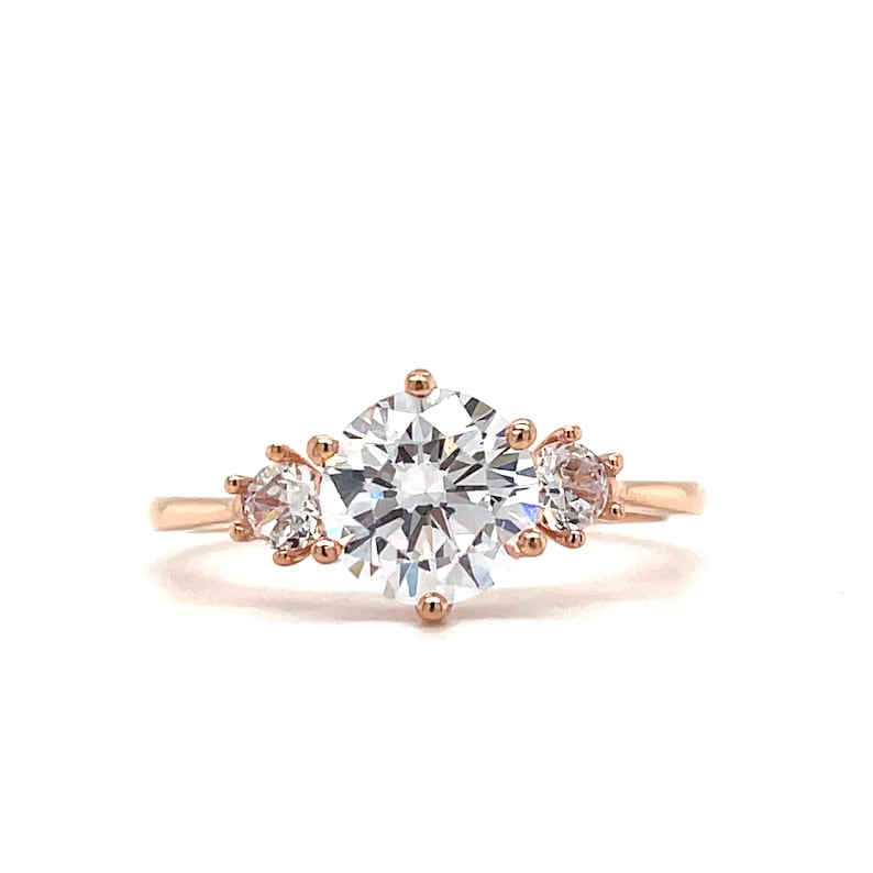 3 Diamond Engagement Ring, Triple Stone Ring, Dainty Engagement Ring, Minimalist, 1.50ct 3 Diamonds, Lab Grown, 14k Gold