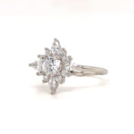 Load image into Gallery viewer, Starburst Moissanite Engagement Ring, Sparkle Dainty Ring, Star Ring, Art Deco Moissanite Ring, Flower Cluster Anniversary Ring, Bridal Ring