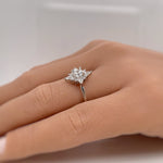 Load image into Gallery viewer, Starburst Moissanite Engagement Ring, Sparkle Dainty Ring, Star Ring, Art Deco Moissanite Ring, Flower Cluster Anniversary Ring, Bridal Ring