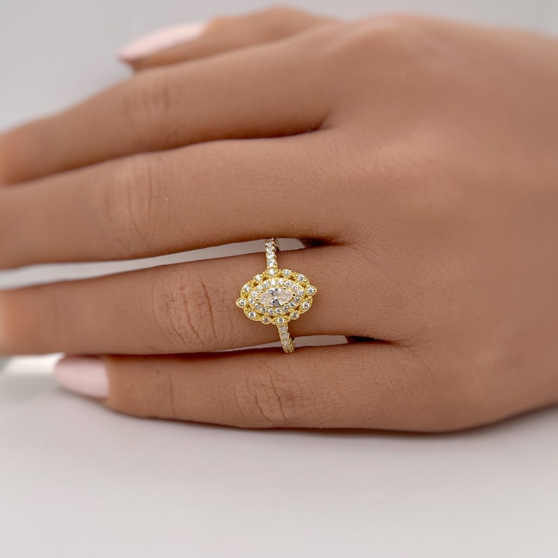 Dainty Marquise Art Deco Engagement Ring, Marquise Flower Ring, Marquise Dainty Minimalist Ring, Promise Ring, Dainty Milgrain Ring