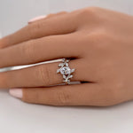 Load image into Gallery viewer, 1.00ct Oval Moissanite Leaf Ring, Art Deco Ring, Leaf, Oval Moissanite Engagement Ring, Engagement Ring, Marquise Leaf Engagement Ring