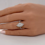 Load image into Gallery viewer, Marquise Diamond Engagement Ring, Marquise Halo Engagement Ring, Simple Minimalist Ring, Simulated Diamonds, Sterling Silver with Vermeil