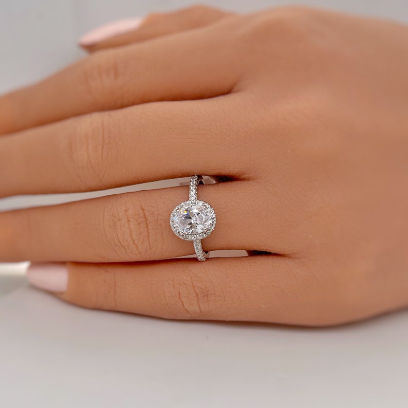 1.00ct Oval Lab Diamond Engagement Ring, 14k Solid Gold Oval Wedding Ring, Oval Certified Lab Diamond Halo Engagement Ring, Bridal Ring