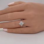 Load image into Gallery viewer, Starburst Moissanite Engagement Ring, Sparkle Dainty Ring, Star Ring, Art Deco Moissanite Ring, Flower Cluster Anniversary Ring, Bridal Ring