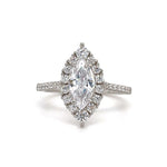 Load image into Gallery viewer, Marquise Diamond Engagement Ring, Marquise Halo Engagement Ring, Simple Minimalist Ring, Simulated Diamonds, Sterling Silver with Vermeil