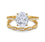 Load image into Gallery viewer, 3.85ct Oval Solitaire Engagement Ring Set, Oval Diamond Ring Set, Oval Wedding Ring Set, Bridal Ring Set
